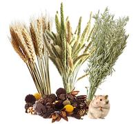 Natural Wheat Flower&Herb Bedding Mate Habitat Decor, Adding Fun Hamster Accessories for Hamsters Gerbils Lemming