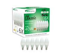 (Natural White - 4000k, 6) BELL Lighting E14 LED Candle Bulbs Dimmable 470lm