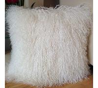 NATURAL WHITE 45 * 45CM GENUINE MONGOLIAN SHEEPSKIN LAMB WOOL FUR CUSHION COVER