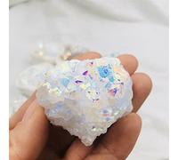 Natural White Angel Aura Quartz Electroplating White Crystal Cluster Colorful Point Geode Enegry Crystals Decor (Size : 30g)
