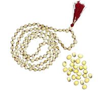 Natural White Chirmi Seed Mala, Handmade Original Gunja Ratti Chirmi Mala Necklace 108 Beads Jaapmala for Meditation Chanting Pooja Wearing for Men & Women