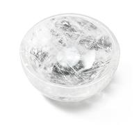 Natural White Crystal Round Bowl Polished Raw Stone Bracelet Purifying Demagnetizing Collectible Treasure Ornament(7-9cm)