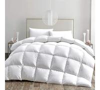 NATURAL WHITE Duck Feather & Down Duvet, 100% Soft Cotton Cover, Anti Dust Mist & Down Proof Fabric, Hotel Quality Bedding, Box Stitching Design, Lightweight Bed Quilt (Double 15 Tog)
