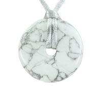 Natural White Howlite Peace Donut 30M Beads Adjustable Braided Macrame Tassels Pendant Unisex