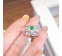 Natural White Ice Chalcedony Ring Inlaid with 925 Silver White Agate Ring