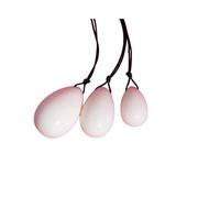 Natural White Jade Drilled Eggs Yoni Egg Massage Ball Set Exercise Eggs for Kegel Exercise Train Pelvic Muscles,2