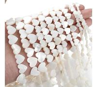 Natural White Mother of Pearl Heart Shape Shell Beads for Jewelry Making Findings DIY Bracelet Necklace Accessories 6/8/10/12mm-8mm(Around 45pcs)