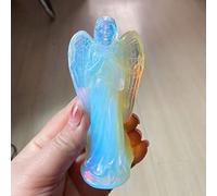 Natural White Opal Angel Statue Stone Carving Natural Opal Crystal Statue Home Decoration Craft Gifts