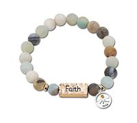 Natural White Turquoise Green Pink Stone Powerful Encouragement Bracelets Charms Heart Mustard Seed Strench Bracelet for Women Y2000-2D, Stone, no gemstone