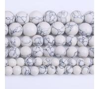 Natural White Turquoise Stone Beads Gemstone Round Crystal Energy Jade for Jewelry Making DIY Bracelet Necklace Jewelry Making 1 Strand 15.5inch 45PCS 8MM