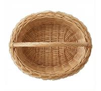 Natural Wicker Beach Bag, 16" Open Tote, Single Handle, Sand-Proof Liner, Couple Sunset Picnic