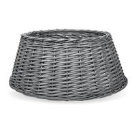 Natural Wicker Christmas Tree Skirt Grey Medium 50X60X26Cm Decorative Base Cover For Artificial Or Real Trees Rustic Finish - D60