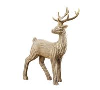 Natural Wicker Effect Standing Stag Ornament 46x30x16cm Rustic Deer Decor | 30x16x46cm, Woven Texture Finish, Freestanding Indoor, Autumn & Christmas Decor, 1.2kg Durable Resin