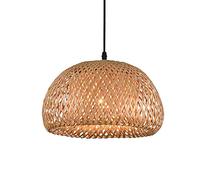 Natural Wicker Pendant Light Shade, Tropical Bamboo Chandelier, Handmade Rattan Lampshade, E27 Base, DIY Living Room Bar Cafe Restaurant Ceiling Light