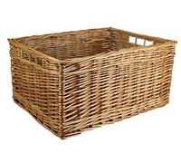 Natural wicker shelf baskets Deep Rectangular. Bedroom kitchen and home office storage. Cotton liners on whole willow stems (48cm, Natural)