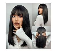 Natural wig Black Medium Straight Synthetic Wig Short Bob Wigs with Bangs for White Woman Afro Natural Daily Heat Resistant Hair wigs for Women