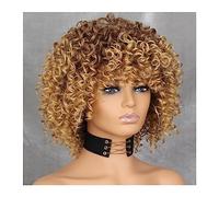Natural wig Curly Afro Blonde Wig With Bangs Shoulder Length Wigs Afro Wigs Synthetic Curly Full Wig For Women wigs for Women