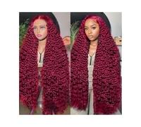 Natural wig Deep Wave Human Hair Hd Transparent Lace Front Wig 13x4 Curly 99j Burgundy Colored wigs for Women(34inches)