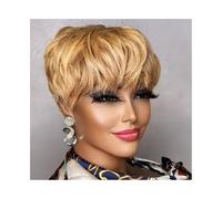 Natural wig Short Layered Pixie Human Hair Wigs for Black Women Human Hair wigs With Bangs wigs for Women(Light Brown)