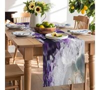 Natural Wild Crystal Agate Stone Table Runner 120 Inches Long, Abstract Modern Marble Texture Washable Table Runners Heat-Insulation Kitchen Dining Table Decorations for Home Party Decor 13x120in