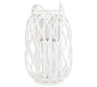 Natural Willow Candle Holder Lantern Rope Handle White Tall Mauritius