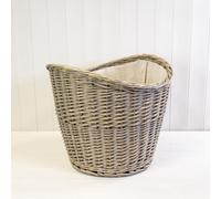 Natural Willow Oval Log Basket With Hessian Liner