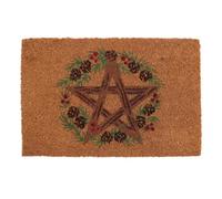 Natural Winter Solstice Pentagram Coir Doormat - Reusable Rustic Decor