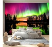 Natural Wonders Wallpaper for Living Room Peel and Stick 200 x 140 cm Wallpaper Self Adhesive Removable Wall Mural for Walls, Green Aurora Woods Wall Sticker for Bedroom Kids Bedroom Decor