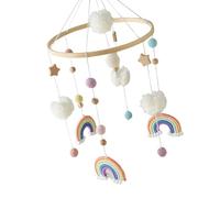 Natural Wood Baby Bed Bells Crib Mobile Rainbow Stars Cotton Rattle Teether Sensory Development Rotating Toy for Nursery Nordic Nursery Decors