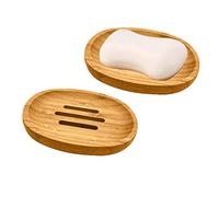 Natural Wood Bamboo Soap Dish Holder for Bathroom Kitchen Sponges Accessories Storage, Stylist & Beautiful Soap Dishes Tray for Sink Drainer, Safe & Eco-Friendly Gift (Oval)