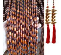 Natural Wood Beaded Curtain for Doorway,Handmade Wooden Door Beads Curtain,Hanging String Bead Room Divider Panel,for Hallway Decor and Window,Custom,Width x Height (60cm x 180cm (31 strands))
