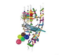 Natural Wood Bird Cage Decor Bell Swing Ladder | 15-piece variety pack, natural wood blocks, trims beaks safely, reduces boredom, easy spring clip install