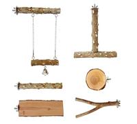 Natural Wood Bird Perch Chewing Toy 6PCS Cage Climbing Branches Grinding Set For Parakeets Enrichment And Entertain Natural Bird Perches