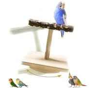 Natural Wood Bird Perch & Intelligence Toy Set - Training Platform for Parakeets, Conures Cockatiels (Small)