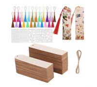 Natural Wood Bookmark Set 60pcs DIY Craft Supply