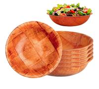 Natural Wood Bowls, 6-Pack Rustic Serving Bowls for Kitchen & Dining, 6 Inch Multi-Purpose for Fruit, Salad, Snacks, Ideal for Daily Use & Party Serving