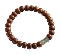 Natural Wood Bracelet Hetian Nephrite Jade Chakra Crystal Bracelet Spiritual Mala Beads Feng Shui Wealth Bracelet Quartz Bracelet Antique Vacation Jewelry for Wisdom Money,6 * 8 bamboo,18cm/1983