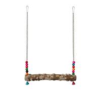 Natural Wood - Chicken Swing 45 x 30 x 2 cm with Bells | Interactive Climbing Bridge for Chicken Coop | Professional Toy for Chicken Legs | Hanging Balancing Perch for Chickens
