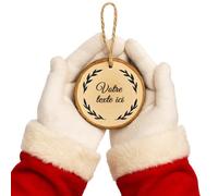 Natural Wood Christmas Ball | Rustic Tree Decoration 7 cm | Round Ornament with Foliage Inscription (Ensemble C'est Tout)