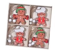 Natural Wood Christmas Lovely Man Ornaments Joyful Hanging Decors Pack of 12 for Window Mantel & Holiday Parties Classical Lovely Man Wood Decors