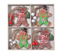 Natural Wood Christmas Lovely Man Ornaments Joyful Hanging Decors Pack of 12 for Window Mantel & Holiday Parties Classical Lovely Man Wood Decors