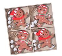 Natural Wood Christmas Lovely Man Ornaments Joyful Hanging Decors Pack of 12 for Window Mantel & Holiday Parties Multiple Design Christmas Hanging Set