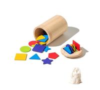 Natural Wood Color Sorting Cups For Children 1-3 Years Sorting Toy Learning Toy Shape Matching Fine Motor Skill Builder Wooden Color