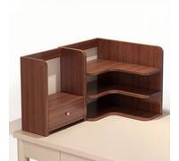 Natural Wood Desktop Corner Bookshelf Organizer MultiFunction Storage Rack for Office Desk Book Display Stand 50x30x50cm Perfect for Home & Office Use