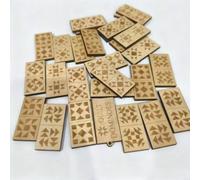 Natural Wood Domino Game with Quilt Patterns