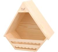 Natural Wood Dove Nesting Box, Wall Mounted Outdoor Bird House | Natural wood construction. Measures 16 cm wide by 30 cm high with a hanging rope and scalloped perch.