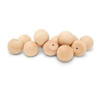 Natural Wood Drawer Pulls - 25 Pack, 2 Inch Round, Unfinished, Ball Shaped, Nursery Dresser & Cabinet Knobs