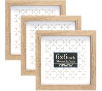 Natural Wood Effect 6x6'' Picture Frame Set of 3,with Acid Free Mount For 5x5'' Featuring Premium Acrylic Window,for Tabletop Display or Wall Mounting,An Ideal Choice for Christmas,Weddings Decor