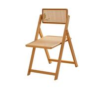 Natural Wood Folding Chair, No Assembly Needed, Space-Saving Metal Frame, Steel Folding Mechanism, Lightweight Dining Chair for Bedroom, Kitchen, and Outdoor Use