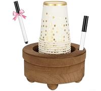 Natural Wood Grain Cup Holder with Marker Slot for Reliable Cup Tracking at Social Events and Everyday Situations (Suit (Suit (with pen))